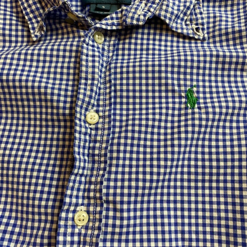 Ralph Lauren Boys Blue‎ Gingham Long Sleeve Button Down Shirt Size 5